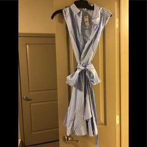 Stripped Sleeveless Wrap Dress